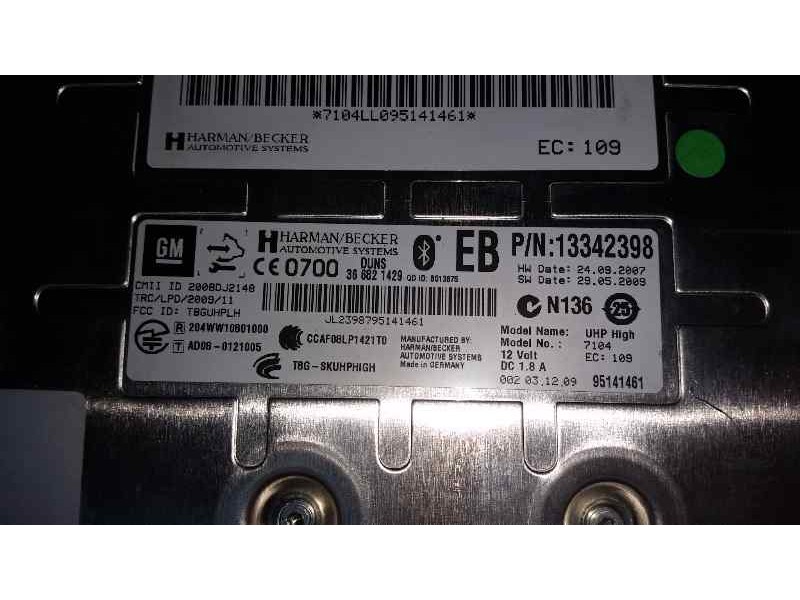 Recambio de modulo bluetooth para opel astra j lim. cosmo referencia OEM IAM 13342398  