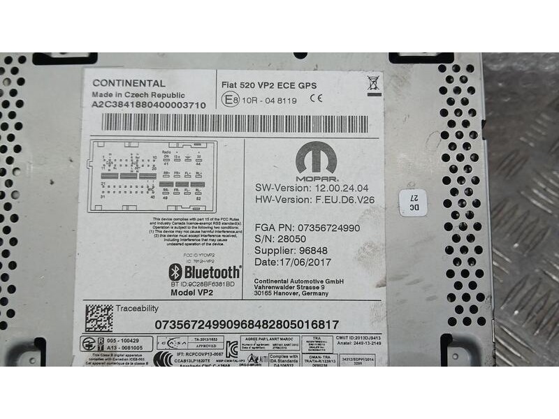 Recambio de sistema navegacion gps para jeep renegade longitude fwd referencia OEM IAM 7356724990 CONTINENTAL A2C384188040000371