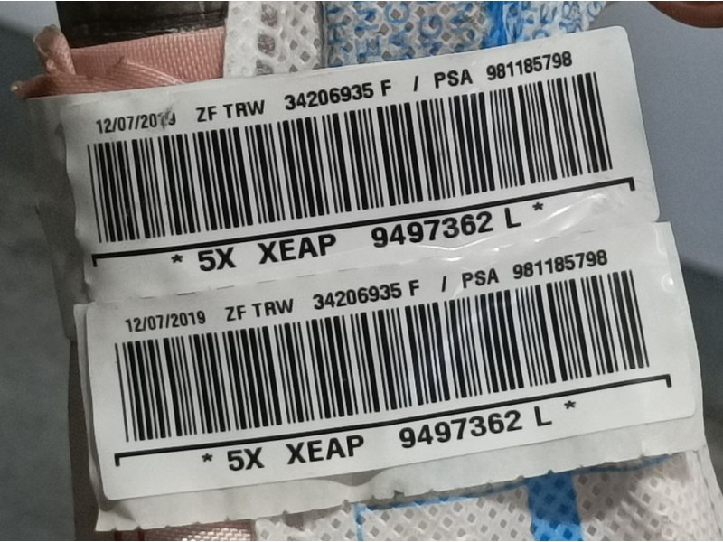 Recambio de airbag cortina delantero derecho para citroën c3 feel referencia OEM IAM 981185798 34206935F ZF TRW