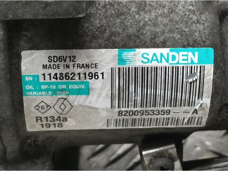 Recambio de compresor aire acondicionado para renault kangoo profesional referencia OEM IAM 8200953359A SD6V12 SANDEN