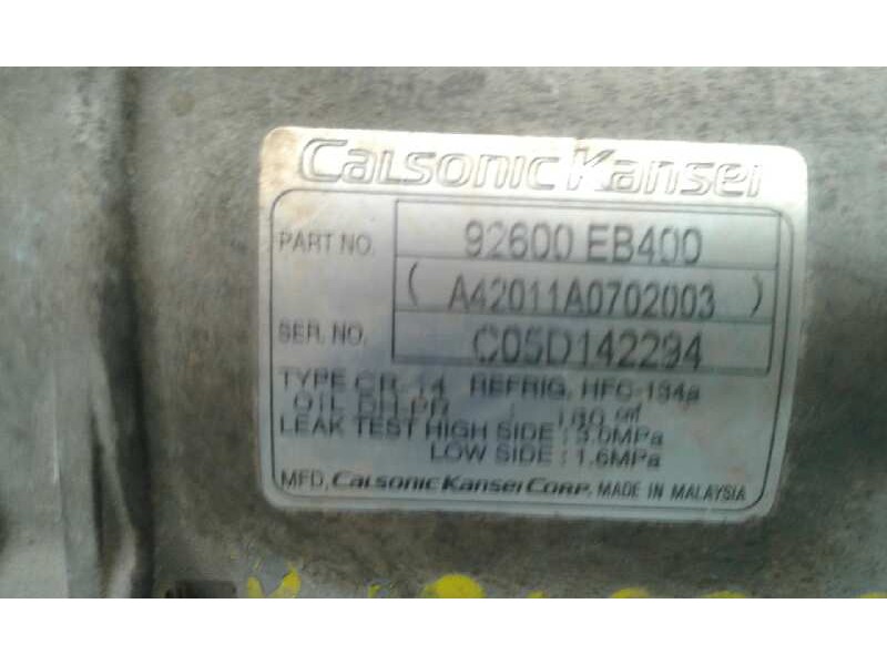 Recambio de compresor aire acondicionado para nissan navara pick-up (d40m) double cab se 4x4 referencia OEM IAM 92600EB40E 92600