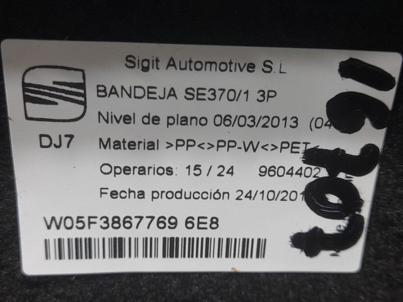 Recambio de bandeja trasera para seat leon (5f1) 1.4 tsi referencia OEM IAM W05F38677696E8  