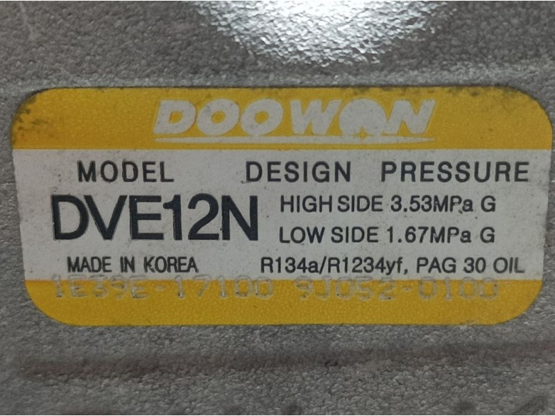 Recambio de compresor aire acondicionado para kia stonic (ybcuv) tech referencia OEM IAM DVE12N  DOOWAN POLEA TOCADA