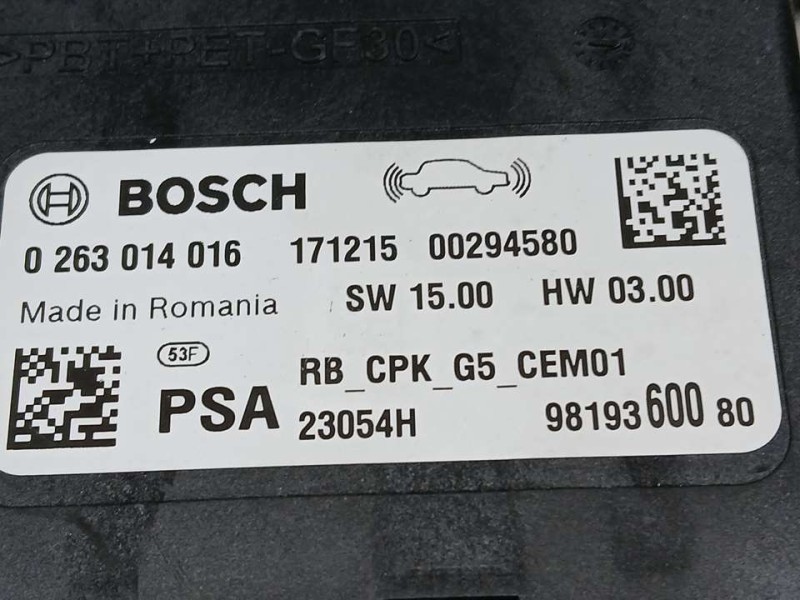 Recambio de modulo electronico para peugeot 5008 gt line referencia OEM IAM 9819360080 0263014016 BOSCH