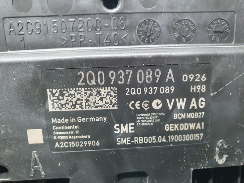 Recambio de modulo electronico para seat ibiza (kj1) xcellence referencia OEM IAM 2Q0937089A A2C15029906 CONTINENTAL