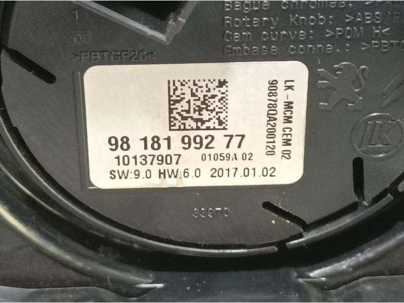 Recambio de mando multifuncion para citroën c4 cactus rip curl referencia OEM IAM 9818199277 10137907 
