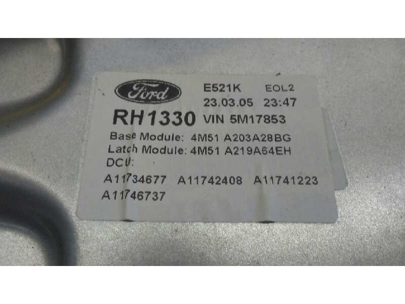 Recambio de elevalunas delantero derecho para ford focus c-max (cap) 1.6 16v cat referencia OEM IAM 4M51A219A64EH 2 PINS ELECTRI