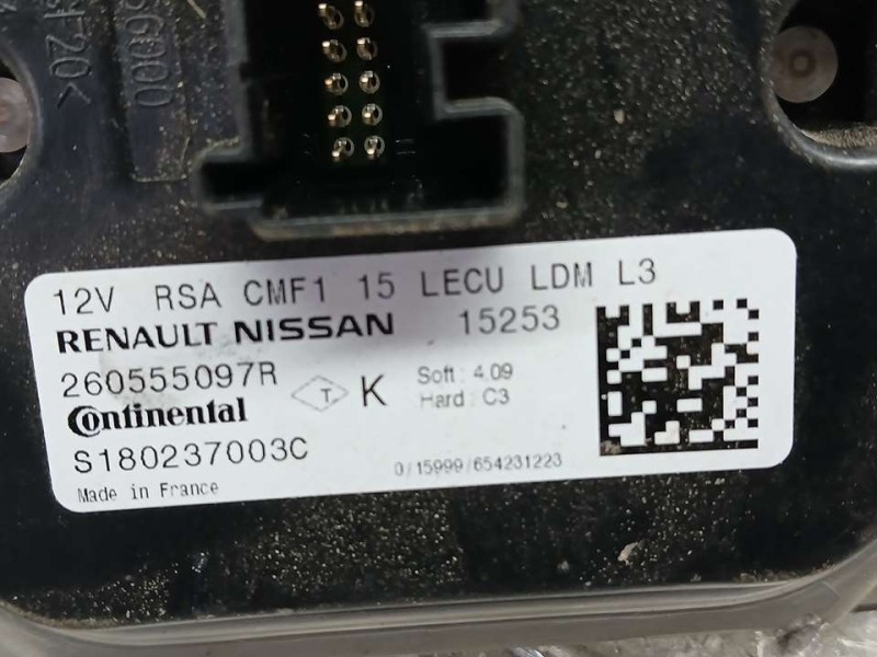 Recambio de centralita faros xenon para renault kadjar business referencia OEM IAM 260555097R S180237003C CONTINENTAL