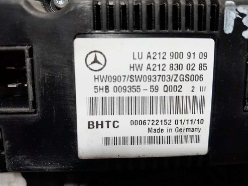 Recambio de mando climatizador para mercedes-benz clase e (w212) familiar 220 cdi blueefficiency (212.202) referencia OEM IAM A2