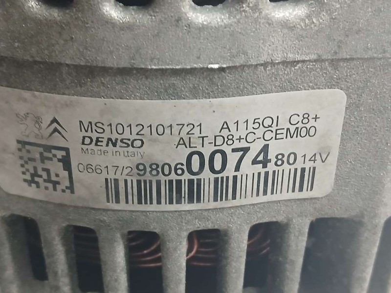 Recambio de alternador para peugeot 308 style referencia OEM IAM 9806007480 MS1012101721 DENSO A115QI C8+