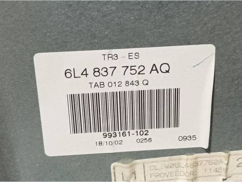 Recambio de elevalunas delantero derecho para seat ibiza (6l1) cool referencia OEM IAM 6L4837752AQ  ELECTRICO