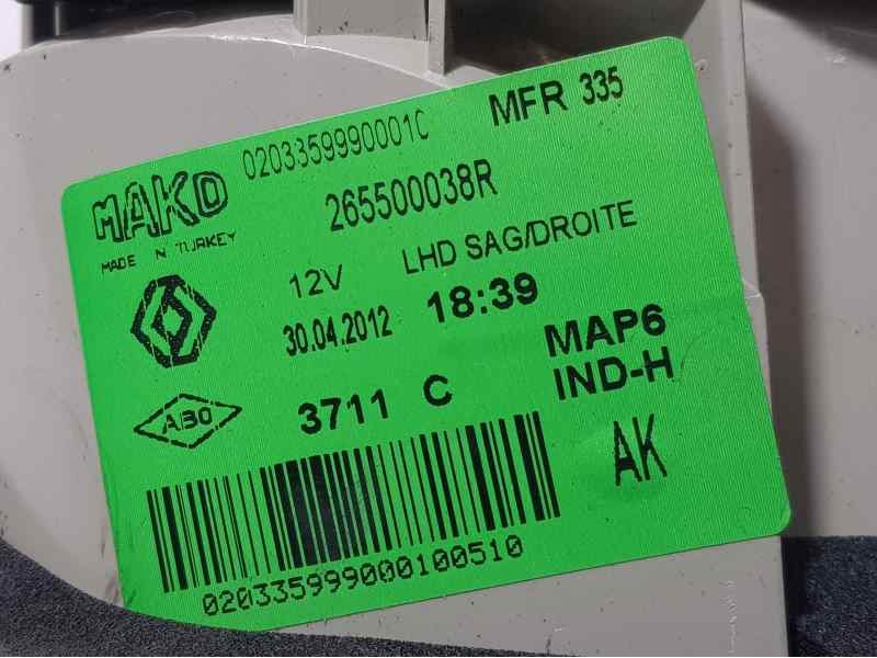 Recambio de piloto trasero derecho para renault fluence dynamique referencia OEM IAM 265500038R TOCADO INTERIOR