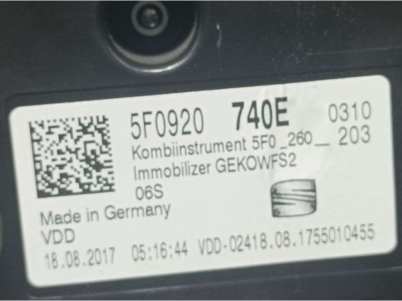 Recambio de cuadro instrumentos para seat ateca (kh7) style referencia OEM IAM 5F0920740E A2C1236200 CONTINENTAL CRISTAL TOCADO