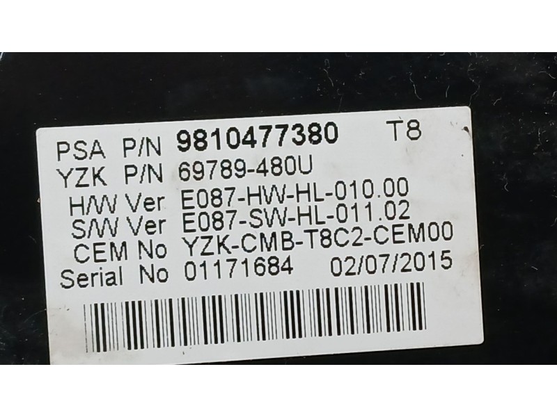 Recambio de cuadro instrumentos para peugeot 3008 i monospace (0u_) 1.6 bluehdi 120 referencia OEM IAM 9810477380 9808993180 697