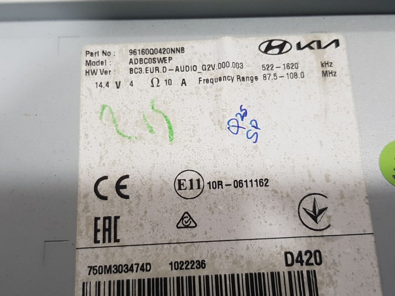 Recambio de sistema navegacion gps para hyundai bayon (bc3) 1.2 mpi referencia OEM IAM 96160Q0420  