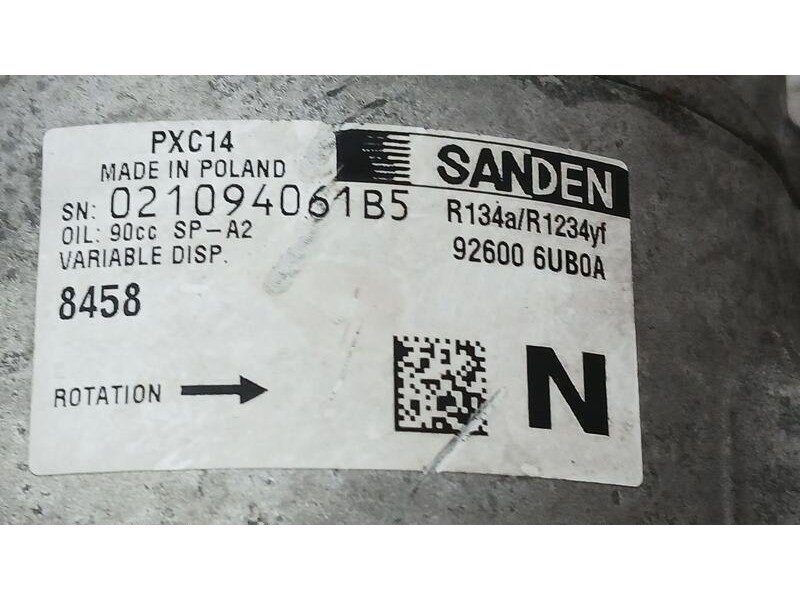 Recambio de compresor aire acondicionado para renault clio v experience referencia OEM IAM 926006UB0A SANDEN 8458 PXC14