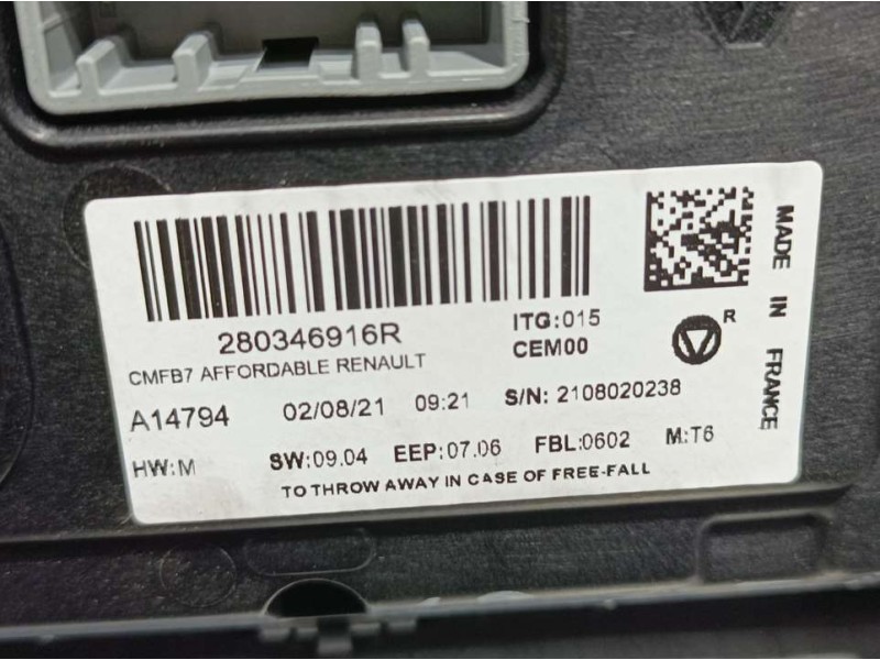 Recambio de sistema navegacion gps para renault clio v experience referencia OEM IAM 280346916R 2108020238 