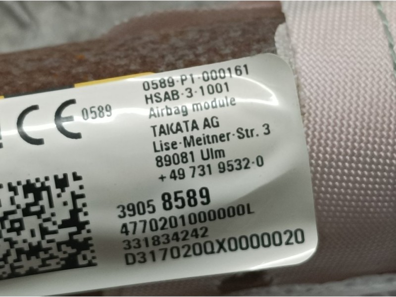 Recambio de airbag cortina delantero izquierdo para opel astra k lim. 5türig dynamic start/stop referencia OEM IAM 39058589 3318