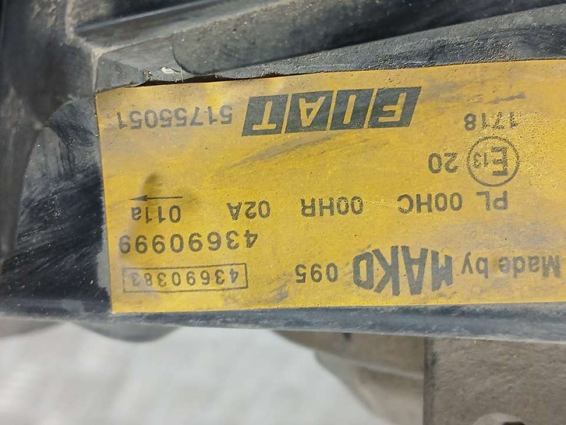 Recambio de faro izquierdo para fiat doblo cargo (223) 1.9 jtd sx furg. panorama referencia OEM IAM 51755051 43690383 MAKO