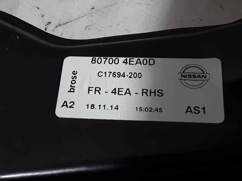 Recambio de elevalunas delantero derecho para nissan qashqai (j11) acenta referencia OEM IAM 807004EA0D 2 PINS ELECTRICO BROSE