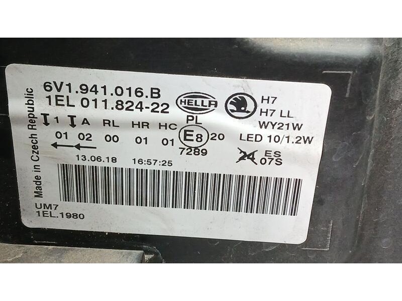 Recambio de faro derecho para skoda fabia ambition referencia OEM IAM 6V1941016B ROZADO HELLA 1EL01182422