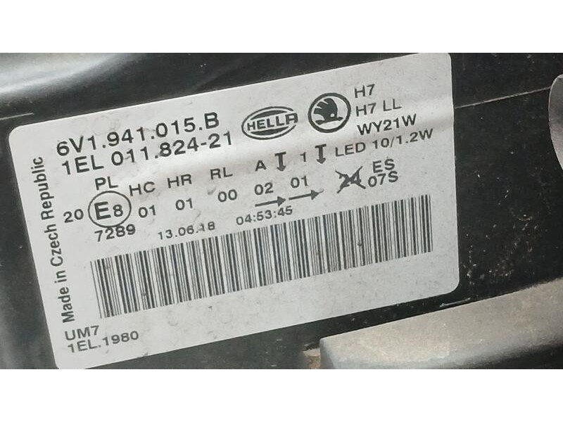 Recambio de faro izquierdo para skoda fabia ambition referencia OEM IAM 6V1941015B HELLA 1EL01182421