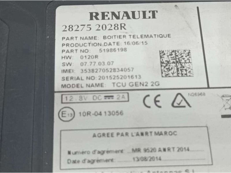 Recambio de modulo electronico para renault kadjar experience referencia OEM IAM 282752028R 51986198 