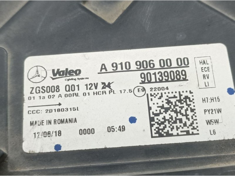 Recambio de faro izquierdo para mercedes-benz sprinter iii plataforma rwd / awd 511/514/516 cdi rwd l2 (907.153) referencia OEM 