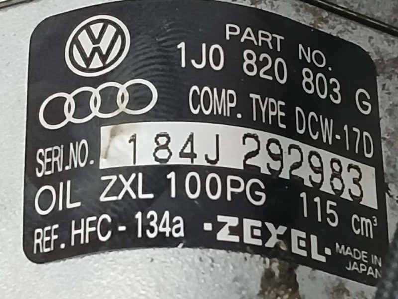 Recambio de compresor aire acondicionado para volkswagen golf iv berlina (1j1) conceptline referencia OEM IAM 1J0820803G 184J292