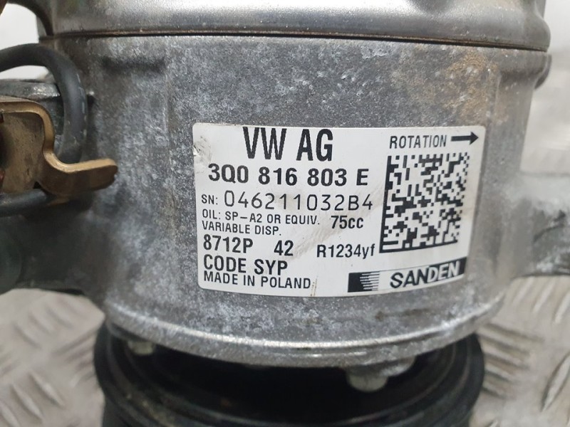 Recambio de compresor aire acondicionado para seat arona xcellence go referencia OEM IAM 3Q0816803E 8712P 