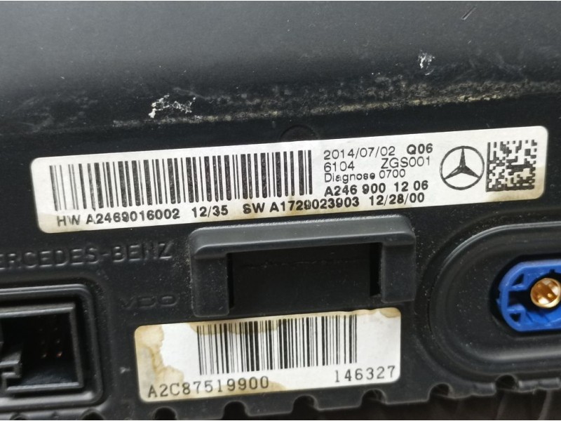 Recambio de pantalla multifuncion para mercedes-benz clase b (w246) b 200 cdi be (246.201) referencia OEM IAM A2469001206 A2C875