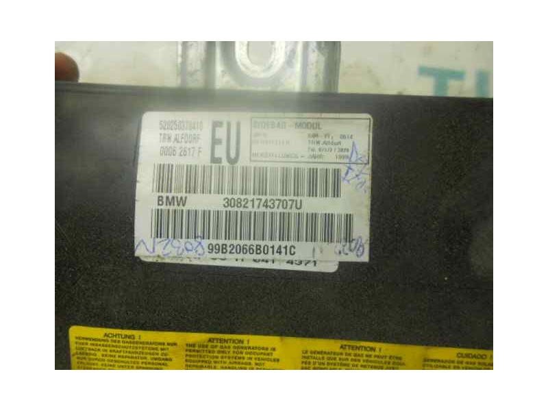 Recambio de airbag lateral izquierdo para bmw serie 3 berlina (e46) 318i referencia OEM IAM 00062617F 30821743707U TRW
