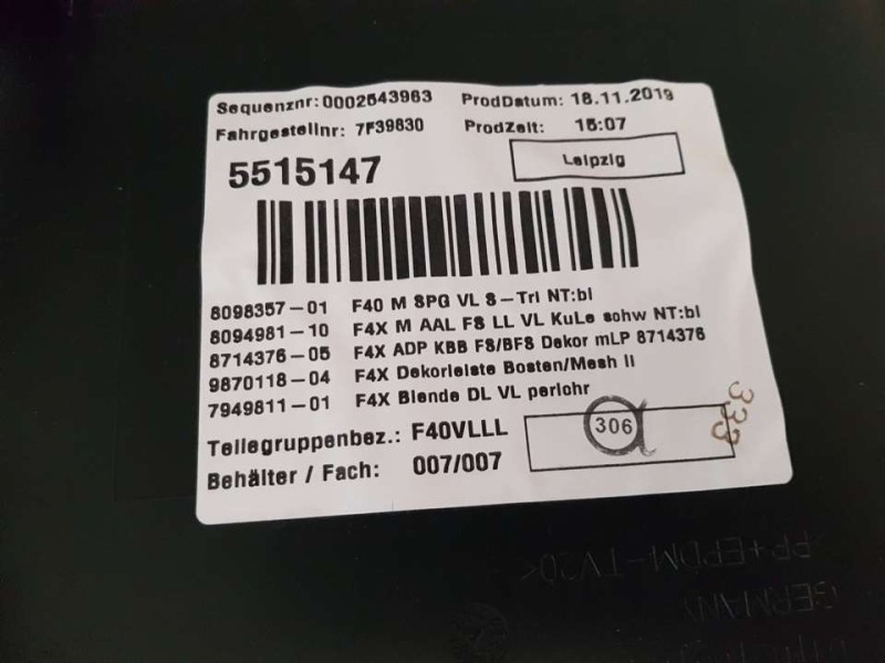 Recambio de juego asientos completo para bmw serie 1 lim. (f40) 118d m sport referencia OEM IAM 52108096829 C/ GUARNECIDOS 52108