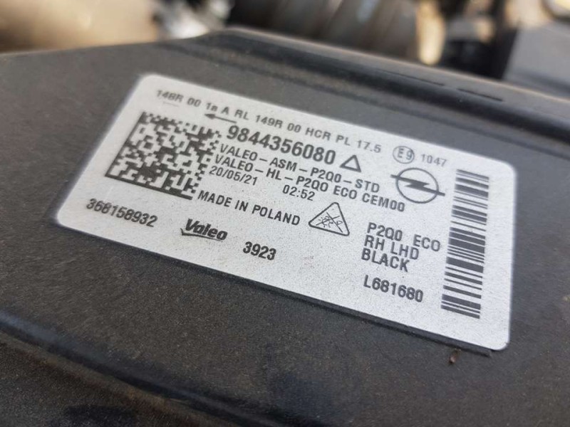 Recambio de faro derecho para opel mokka gs line referencia OEM IAM 9844356080 368158932 LED VALEO