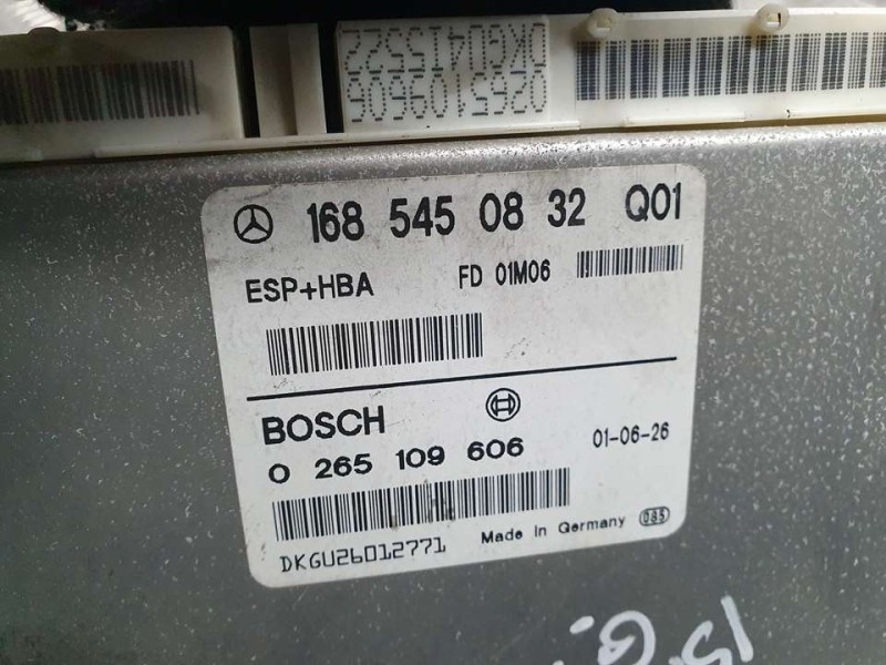 Recambio de centralita abs para mercedes-benz clase a (w168) 170 cdi (168.009) referencia OEM IAM 1685450832 0265109606 BOSCH