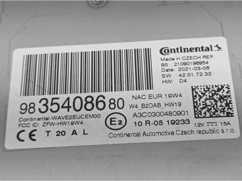 Recambio de modulo electronico para citroën berlingo start m referencia OEM IAM 9835408680 A3C0300480901 CONTINENTAL