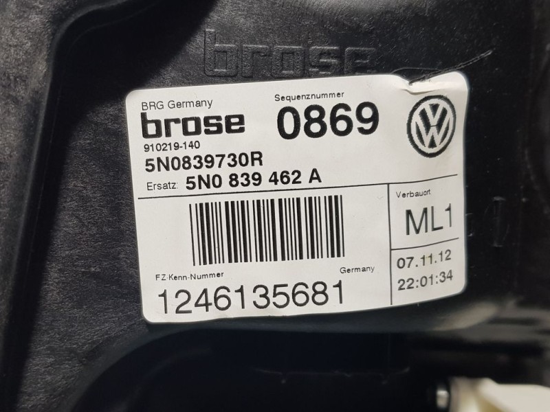 Recambio de elevalunas trasero derecho para volkswagen tiguan (5n2) advance bluemotion referencia OEM IAM 5N0839462A 910219140 B