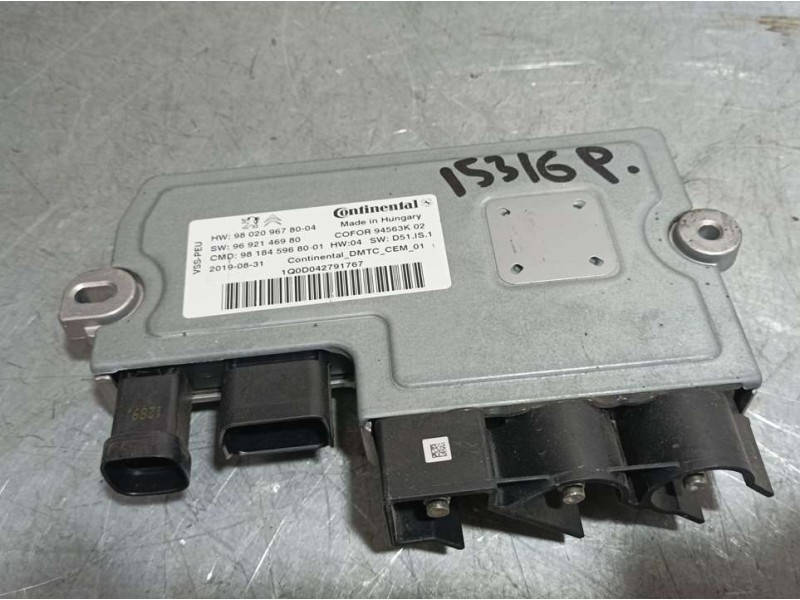 Recambio de centralita arranque start stop para peugeot 308 sw referencia OEM IAM 9802096780 DMTCCEM01 CONTINENTAL