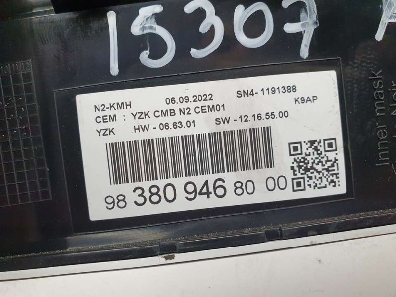 Recambio de cuadro instrumentos para peugeot partner kasten furgon referencia OEM IAM 9838094680 SN41191388 