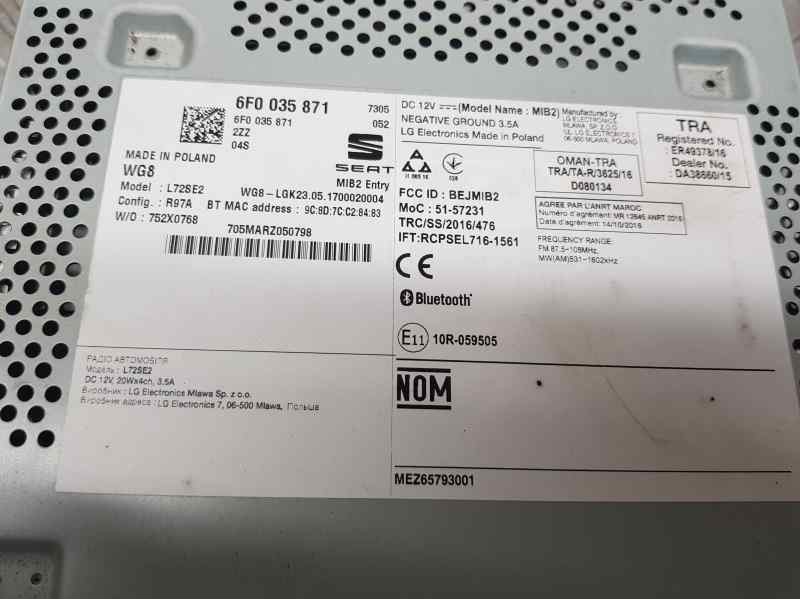 Recambio de sistema navegacion gps para seat ibiza (kj1) reference referencia OEM IAM 6F0035871  