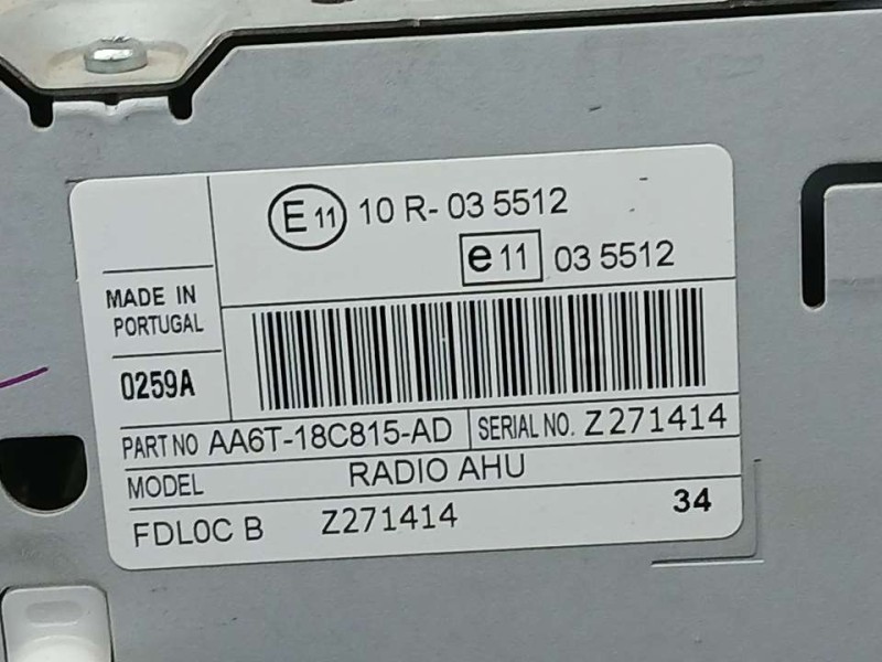 Recambio de sistema audio / radio cd para ford fiesta (cb1) trend referencia OEM IAM AA6T18C815AD  