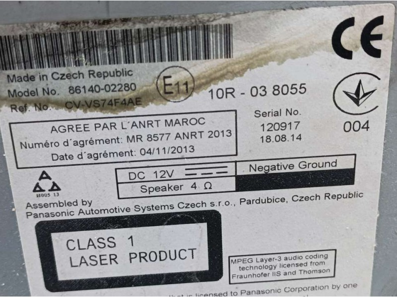 Recambio de sistema navegacion gps para toyota auris active referencia OEM IAM 8614002280 CVVC74F4AE C/ SISTEMA CD