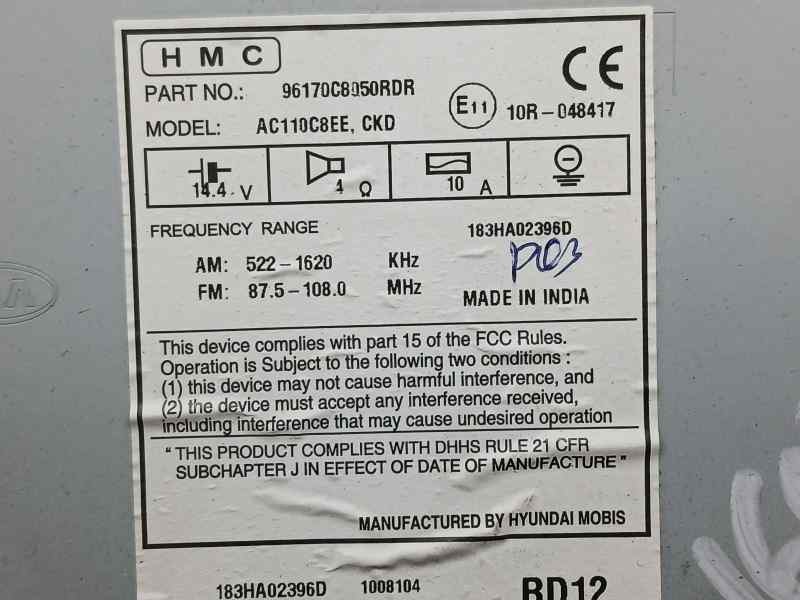 Recambio de sistema audio / radio para hyundai i20 trend referencia OEM IAM 96170C8050RDR AC110C8EE 