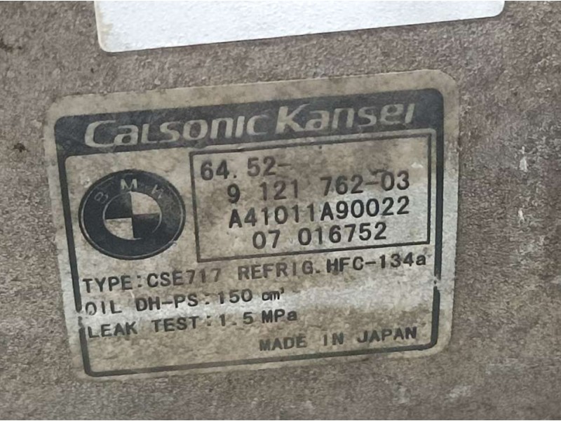 Recambio de compresor aire acondicionado para bmw x5 (e70) 3.0d referencia OEM IAM 912176203 A41011A90022 CALSONIC KANSEI