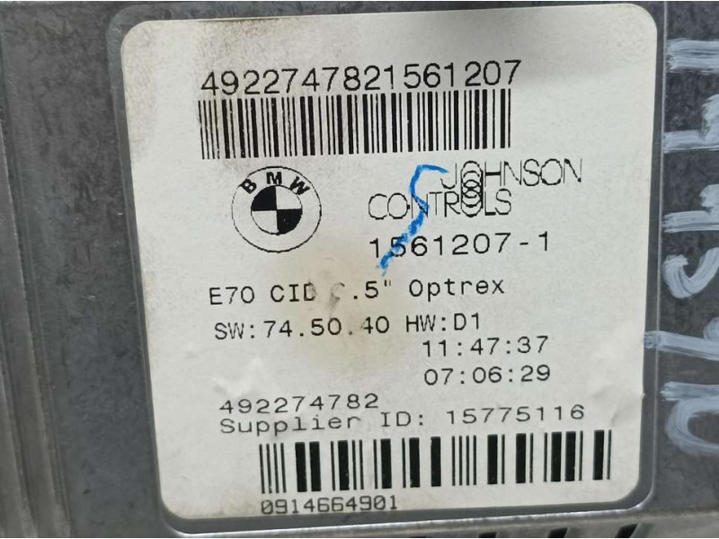 Recambio de sistema navegacion gps para bmw x5 (e70) 3.0d referencia OEM IAM 492274782 15612071 JOHNSON CONTROLS