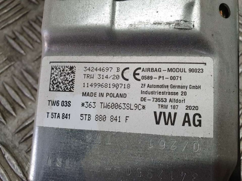 Recambio de kit airbag para volkswagen tiguan advance bmt referencia OEM IAM 5NA880201E  C/ SALPICADERO , C/ AIRBAG DE PIERNAS Y