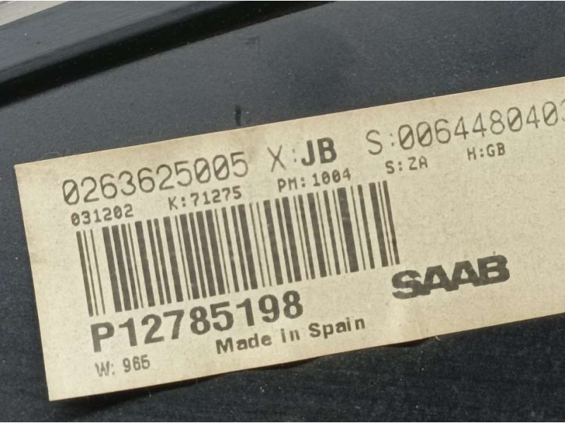 Recambio de cuadro instrumentos para saab 9-3 berlina 2.2 tid vector referencia OEM IAM 263625005  