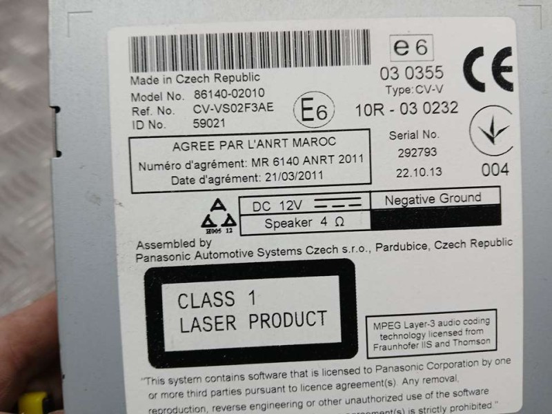 Recambio de sistema navegacion gps para toyota auris active referencia OEM IAM 8614002010 CVVS02F3AE 