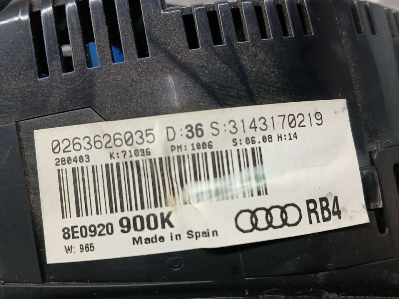 Recambio de cuadro instrumentos para audi a4 berlina (8e) 1.9 tdi (96kw) referencia OEM IAM 8E0920900K 0263626035 BOSCH