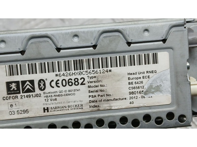 Recambio de sistema audio / radio cd para peugeot partner tepee 1.6 hdi referencia OEM IAM 1616961480 Y NAVEGADOR CON TARGETA 21